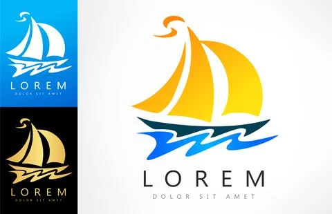 Ship on the sea logo vector. Ship and wave logo. Stock Illustration