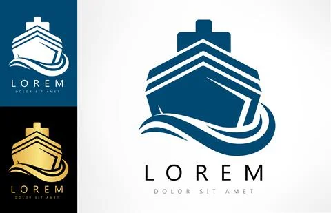 Ship on the sea logo vector. Ship and wave logo. Stock Illustration