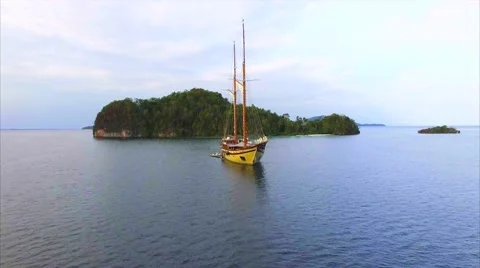 Ship in the sea at sunset Stock-Footage 64133746