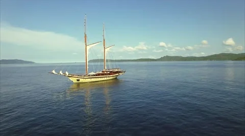 Ship in the sea at sunset Stock Footage 64139137