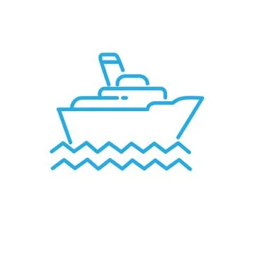 Ship on the sea vector. Ship and wave logo. Sea boat. Stock Illustration
