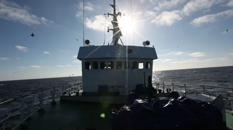 Ship at sea views from the stern Video stock 42902836