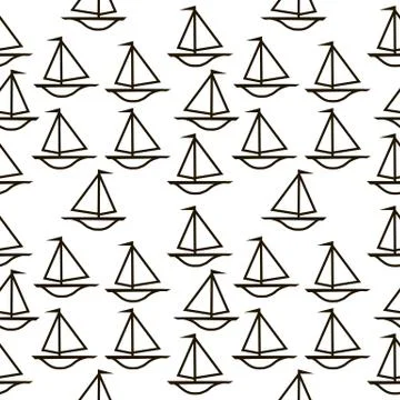 Ship seamless pattern on white. Stock Illustration