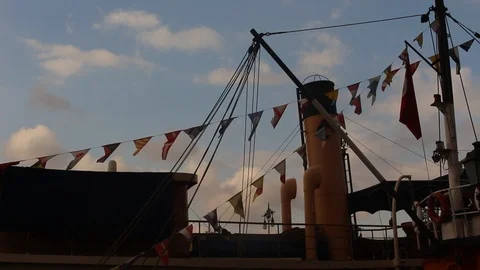 Ship with Semaphore Flags Stock Footage 95797301