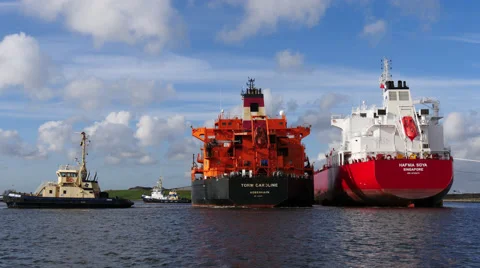 Ship to ship cargo transfer Stock Footage 62055585