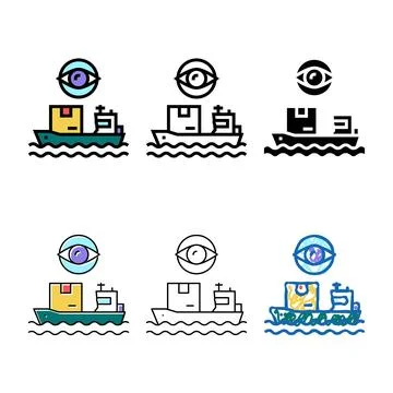 Ship shipment management and control color variants icon vector Stock Illustration