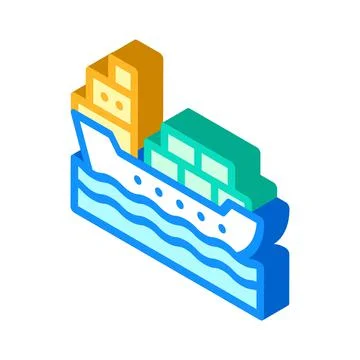 Ship shipping containers isometric icon vector illustration Stock-Illustration
