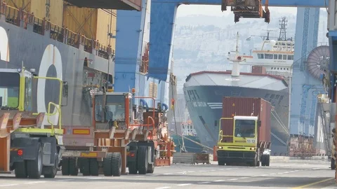 Ship to shore container crane Stock Footage 115878529