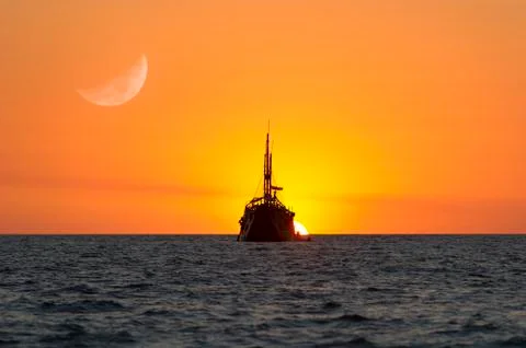 Ship Silhouette Stock Photos