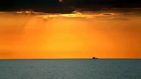 Ship silhouette on red небе.Time lapse HD 720 Stock Footage 10802084
