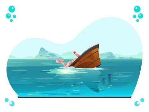 Ship Sinking Concept Illustration Stock Illustration