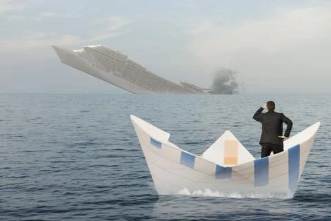 Ship is sinking into the sea Stock Illustration