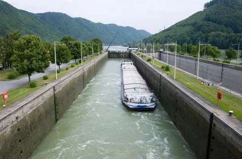Ship in sluice Stock Photos