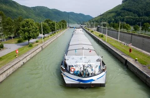 Ship in sluice Stock Photos