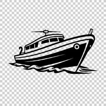 Ship Small Boat Moving Forward Angle hull cabin waves mast イラスト素材