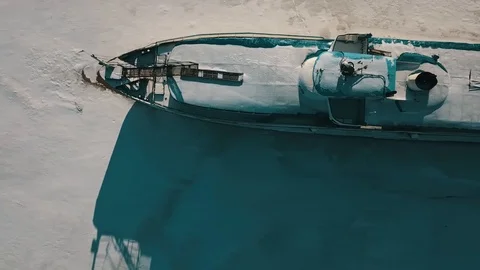 Ship in snow and ice. Winter boat. Stock-Footage 101816931