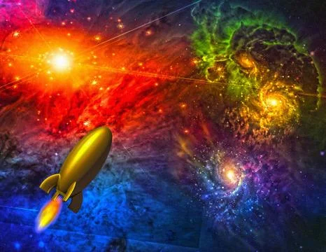 Ship in space Stock Illustration