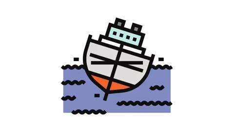 Ship stability marine color icon animation Stock Footage 326097003