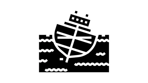 Ship stability marine glyph icon animation Stock Footage 326155266