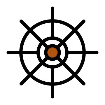 Ship Steering Icon in Flat Outline Style. Isolated on White Background Stock Illustration