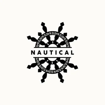 Ship Steering Logo, Steering Wheel Boat Ship Yacht Compass Vector, Elegant .. Illustrazione stock