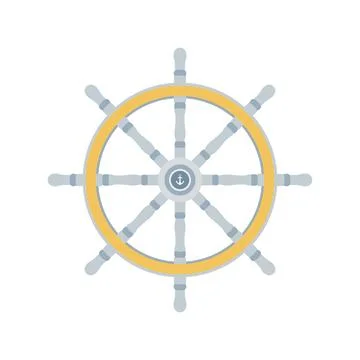 Ship Steering Wheel Flat Illustration. Clean Icon Design Element on Isolate.. Stock Illustration