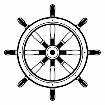 Ship Steering Wheel Flat Vector Icon Stock Illustration