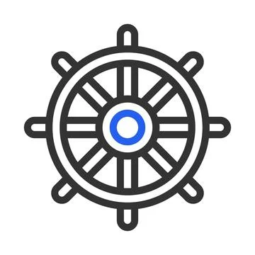 Ship steering wheel icon. Concept of sea, travel, and navigation. Stock Illustration