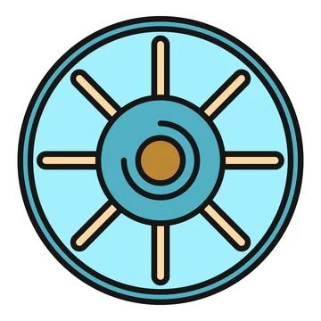 Ship steering wheel icon navigating marine direction Stock Illustration