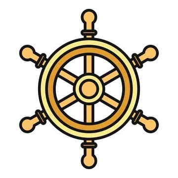 Ship steering wheel icon navigating maritime journey Stock Illustration