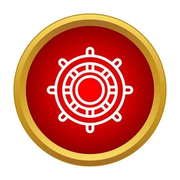 Ship steering wheel icon red circle Illustrazione stock