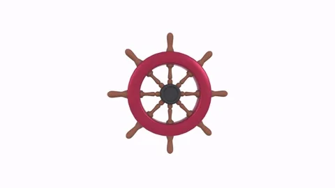 Ship steering wheel isolated on white background Stock-Footage 308452417