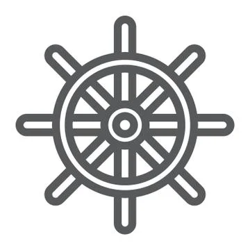 Ship Steering Wheel line icon, navigator Stock Illustration
