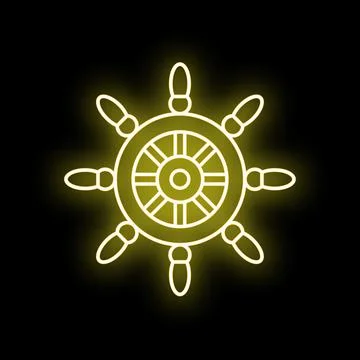 Ship steering wheel neon icon illuminating navigation concept Illustrazione stock