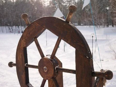Ship steering wheel Foto stock