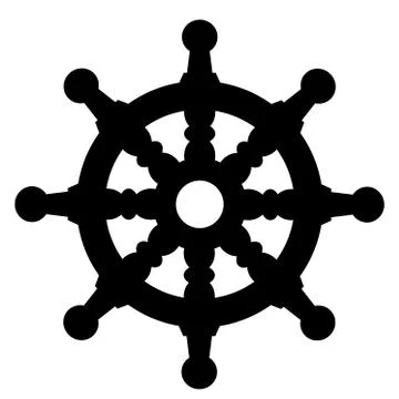 Ship steering wheel silhouette Stock Illustration
