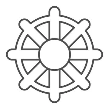Ship steering wheel thin line icon. Boat steering wheel vector illustration Illustration