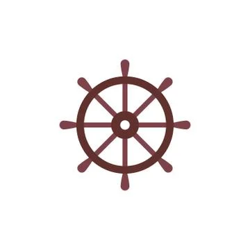 Ship steering wheel. Vector illustration, flat design. Stock Illustration