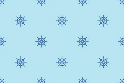 Ship Steering Wheels Nautical Seamless Pattern Stock Illustration