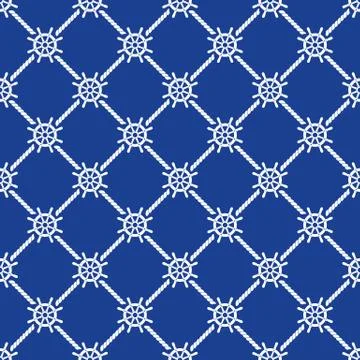 Ship Steering Wheels Vector Seamless Pattern Stock Illustration