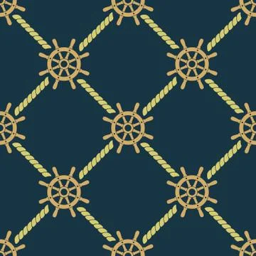 Ship Steering Wheels Vector Seamless Pattern Stock Illustration