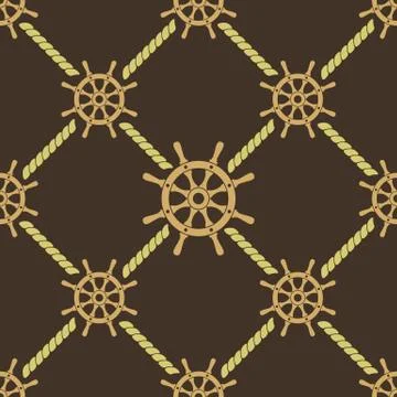 Ship Steering Wheels Vector Seamless Pattern Stock Illustration