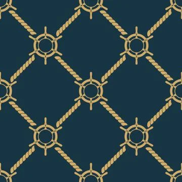 Ship Steering Wheels Vector Seamless Pattern Stock Illustration