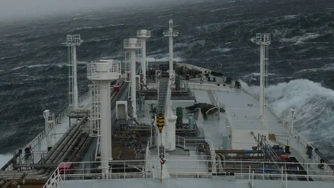 Ship in storm Stock Footage 74258584