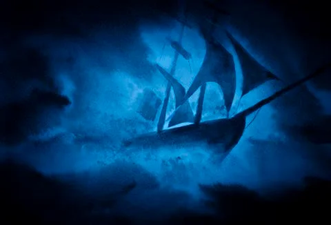 A ship in a storm Stock Illustration