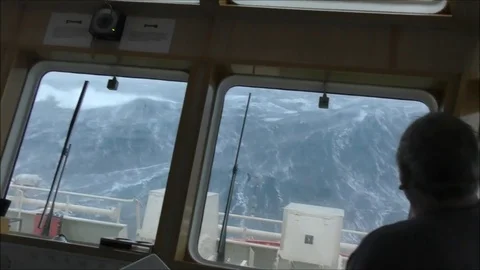 Ship in Storm. January 2018 Stockbeeldmateriaal 85329095
