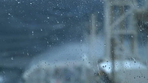 Ship in storm. View from wheelhouse. Focus on splashes on window, bow and mast Stock Footage 243393893