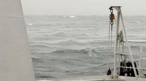 Ship on stormy sea Stock Footage 41964816