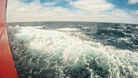 Ship in stormy sea Stock Footage 85315148