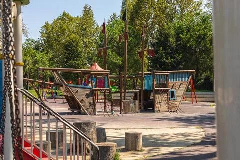 Ship Structured Childrens Playground in Rinia Park Tirana Фото